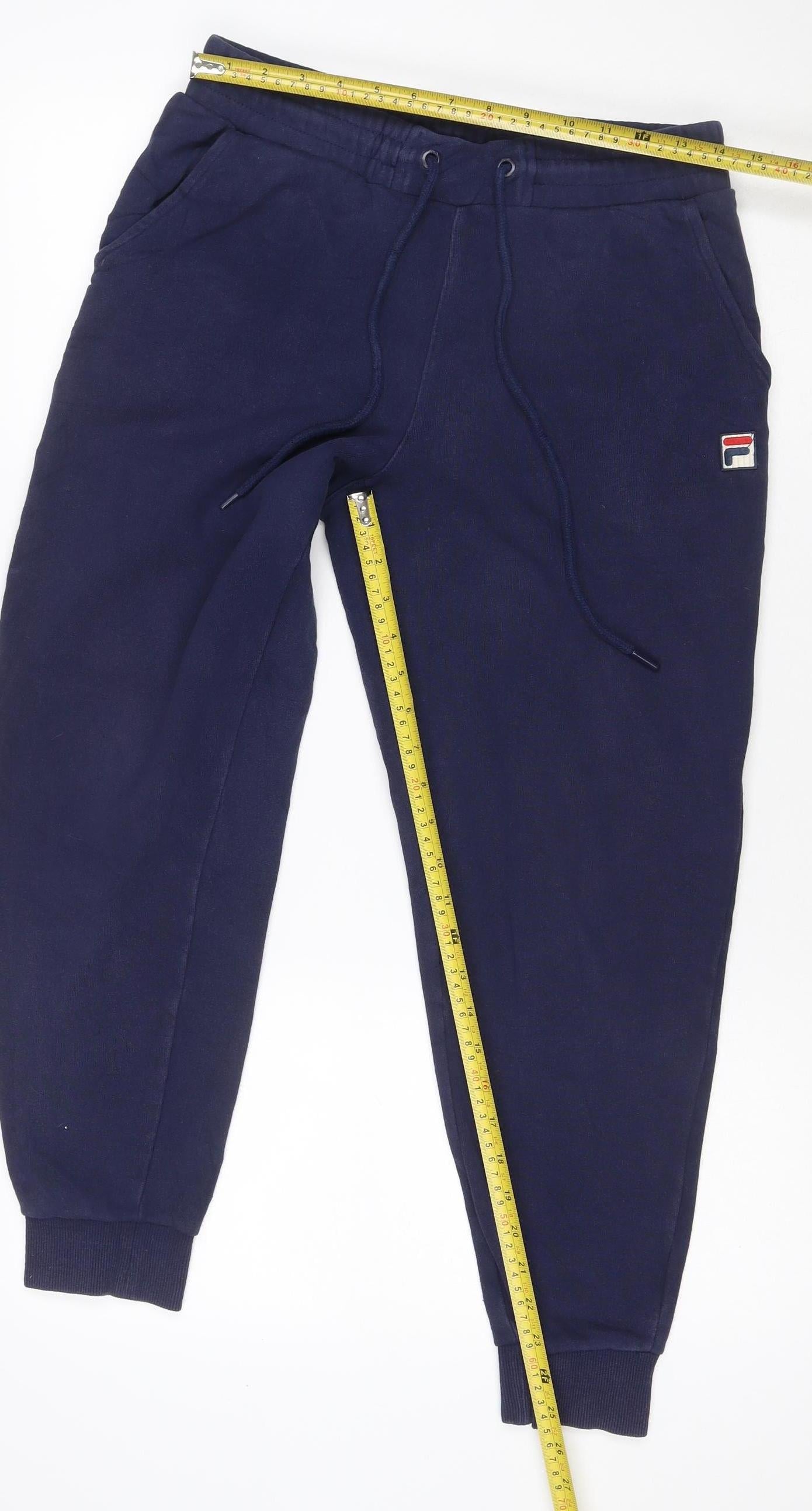 Fila Men’s Blue Fleece Jogger Trousers Size S Drawstring