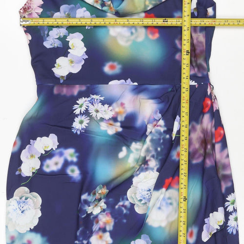 Oasis Women Blue Floral UK 10 Knee Length Shift Dress