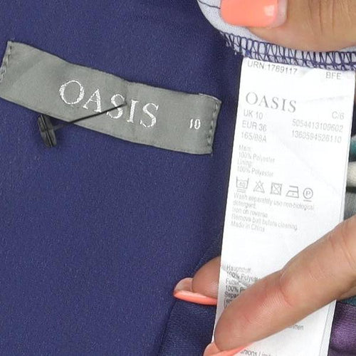 Oasis Women Blue Floral UK 10 Knee Length Shift Dress