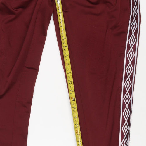 Umbro Men’s Burgundy S Track Pants Zip Legs Drawstring Football