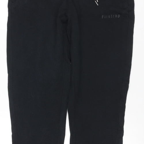 Firetrap Men Black M Jogger Sweatpants Drawstring Zip Pocket