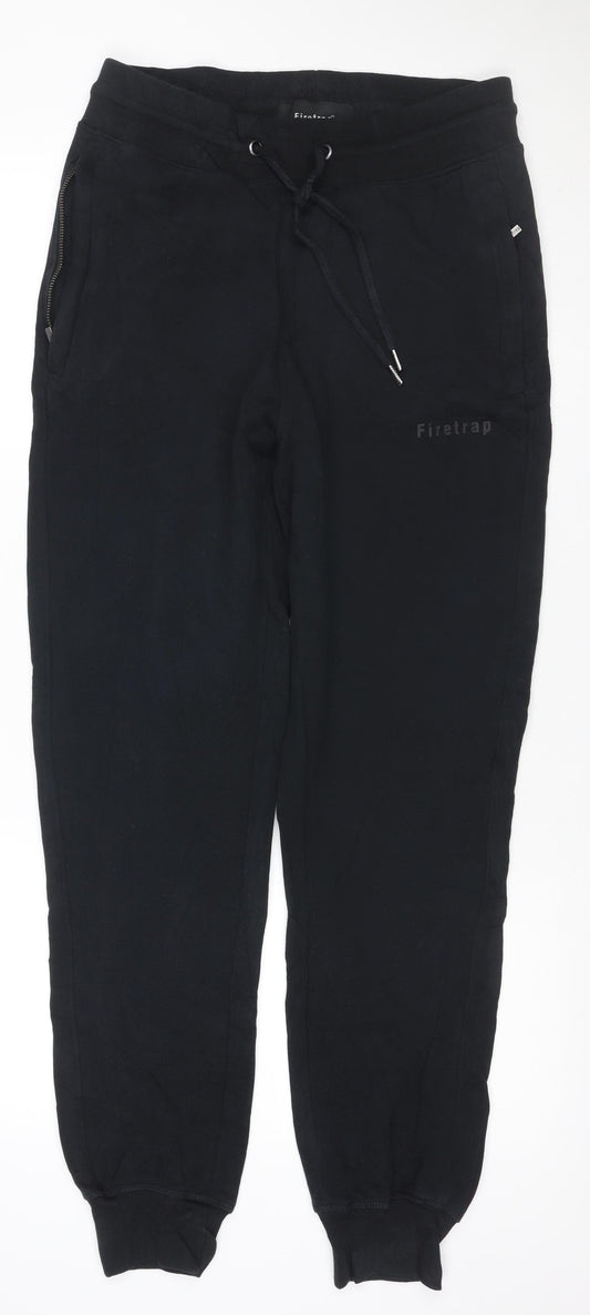 Firetrap Men Black M Jogger Sweatpants Drawstring Zip Pocket