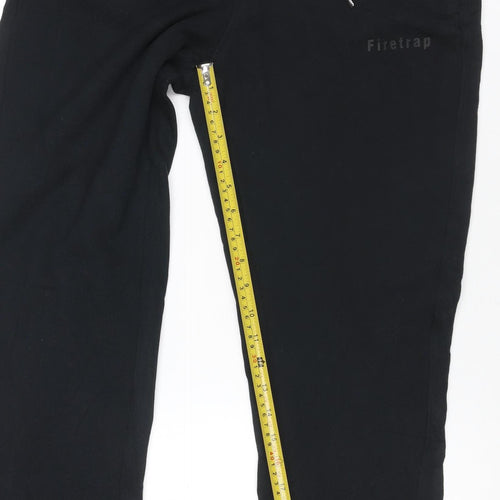 Firetrap Men Black M Jogger Sweatpants Drawstring Zip Pocket