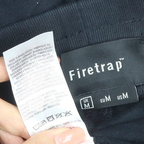 Firetrap Men Black M Jogger Sweatpants Drawstring Zip Pocket