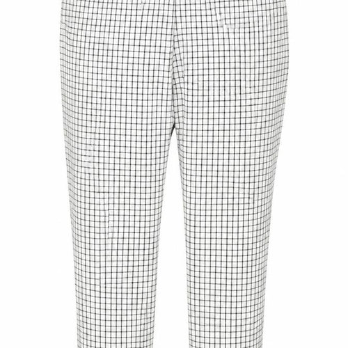 Marks & Spencer Women White Check Trousers UK 12 Long Stretch Waist