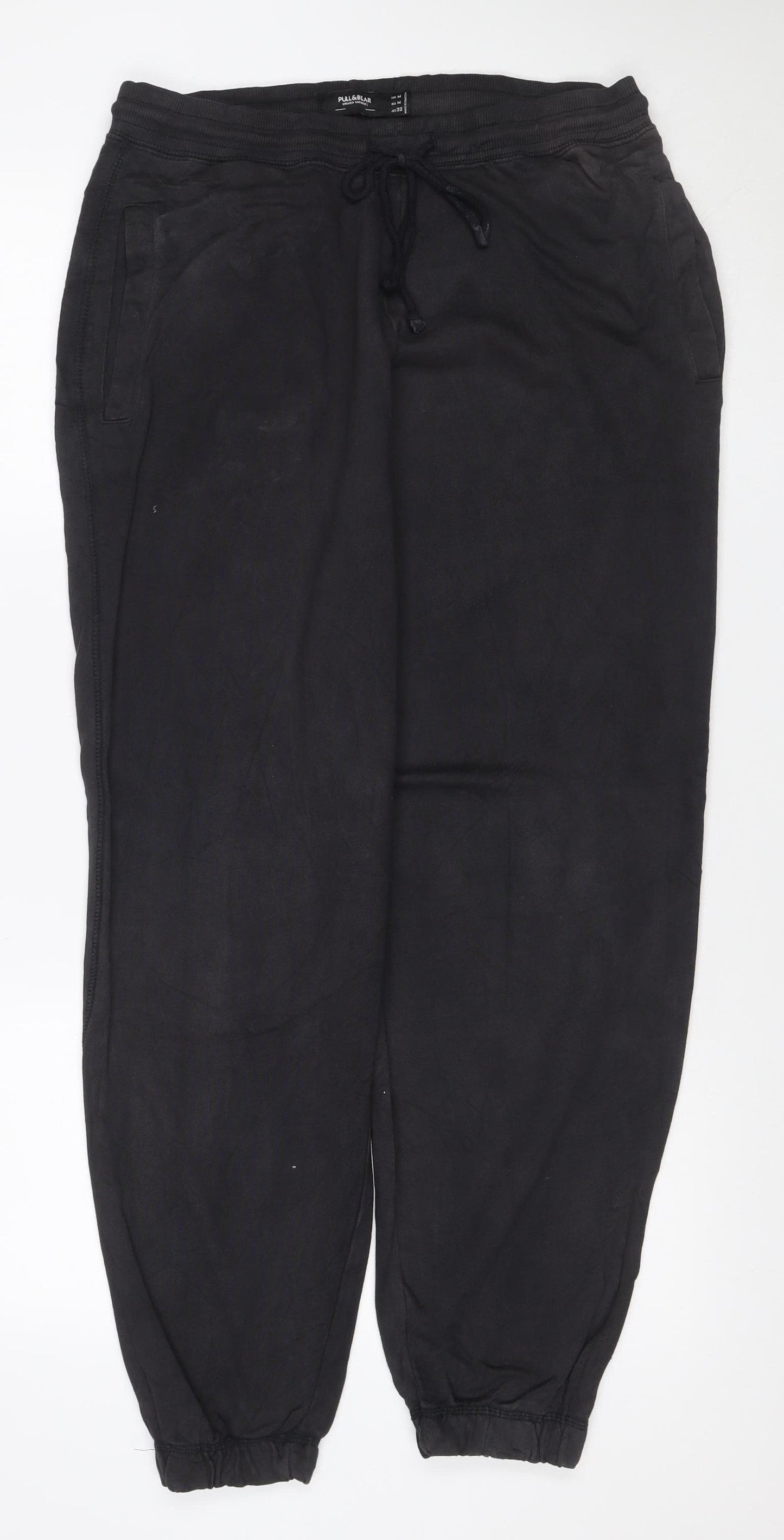 Pull&Bear Men’s Black M Cotton Stretch Jogger Sweatpants Drawstring