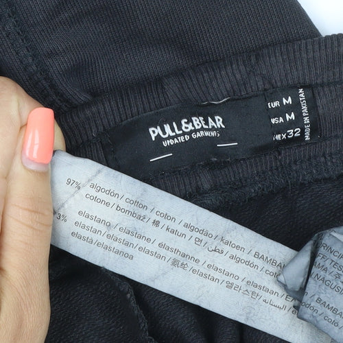 Pull&Bear Men’s Black M Cotton Stretch Jogger Sweatpants Drawstring