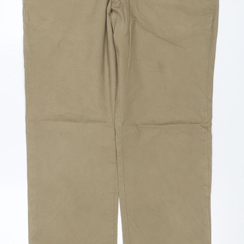 M&S Men’s Beige Chino Trousers 34/33 Regular Fit Stretch Cotton