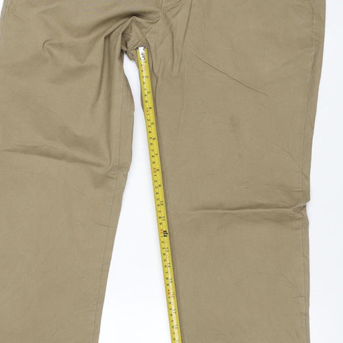 M&S Men’s Beige Chino Trousers 34/33 Regular Fit Stretch Cotton