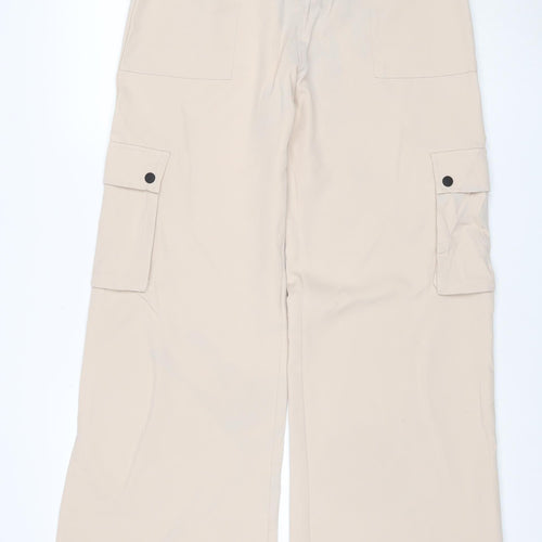 PrettyLittleThing Women’s Beige UK 12 Woven Split Hem Cargo Trousers