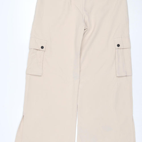 PrettyLittleThing Women’s Beige UK 12 Woven Split Hem Cargo Trousers