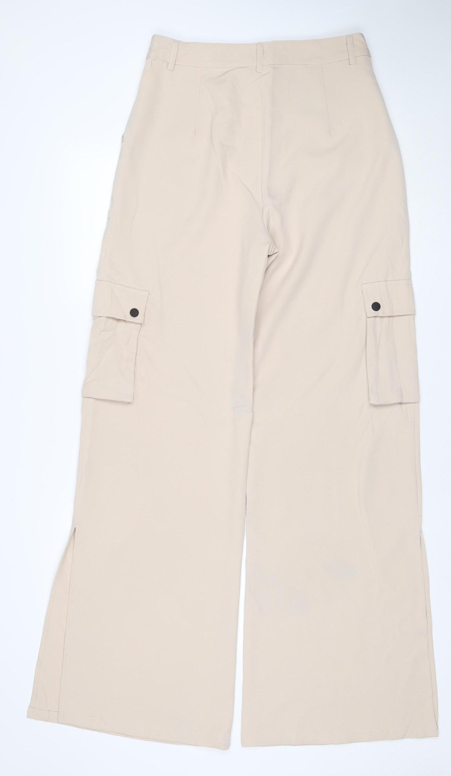 PrettyLittleThing Women’s Beige UK 12 Woven Split Hem Cargo Trousers