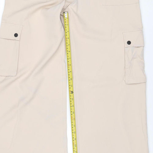 PrettyLittleThing Women’s Beige UK 12 Woven Split Hem Cargo Trousers
