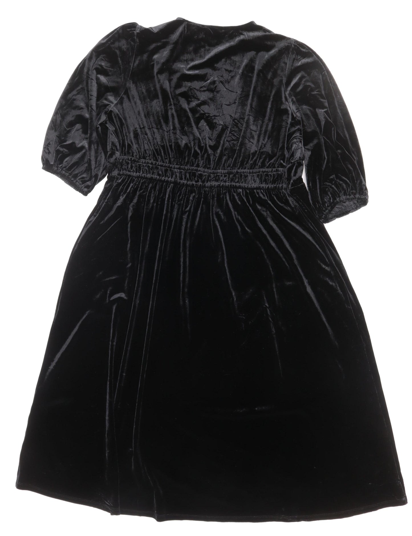 Marks and Spencer Women Black Size 16 Velvet Midi A-Line Party Dress