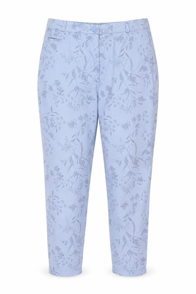 M&S Women Blue Floral Slim Tapered Chino Trousers UK 16 Short