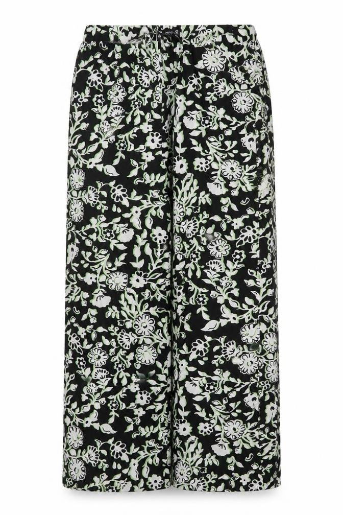 Marks and Spencer Women Black Floral Wide Leg Trousers UK 12 Long