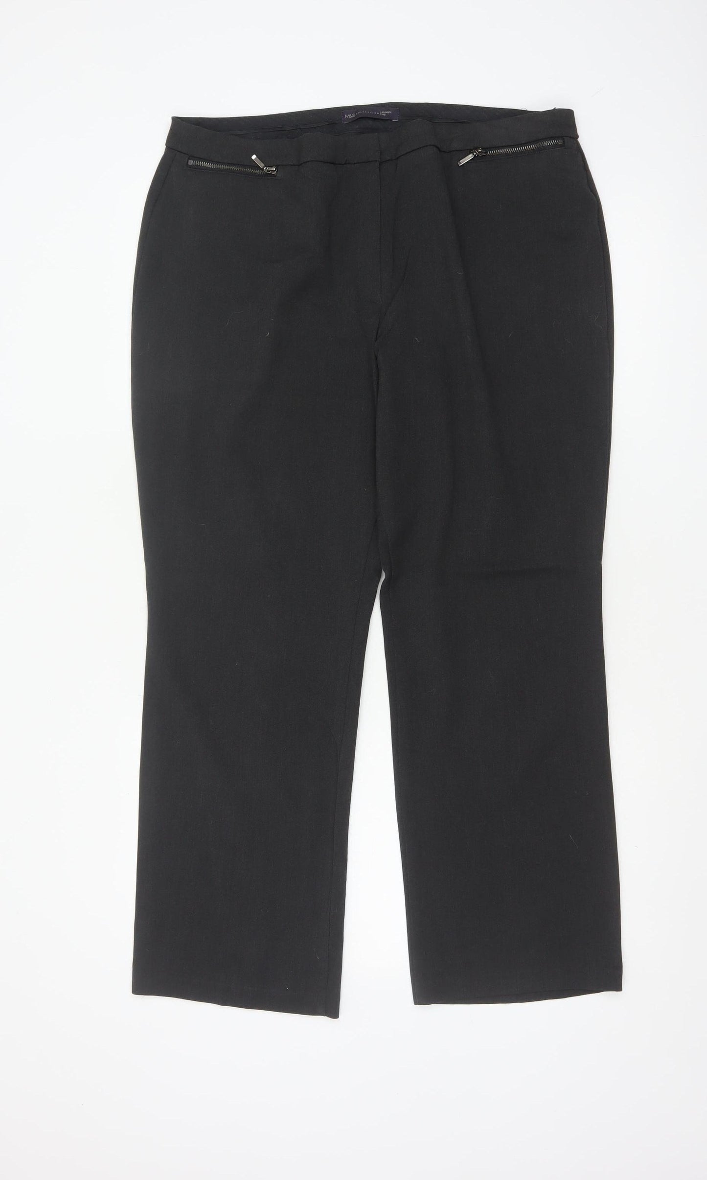 Marks & Spencer Women Black UK 16 Short Straight Dress Trousers