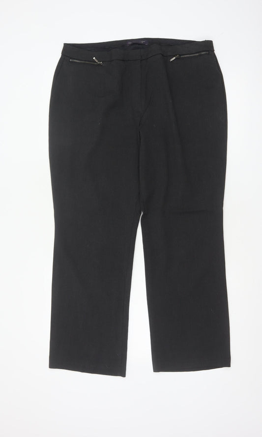 Marks & Spencer Women Black UK 16 Short Straight Dress Trousers