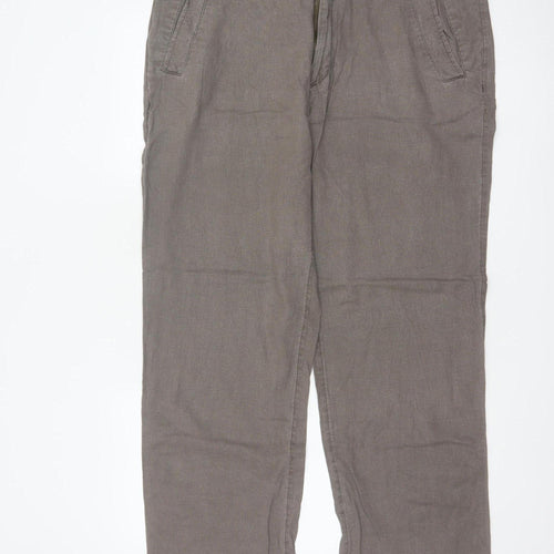 M&S Men’s Brown Linen Blend Regular 38W 31L Straight Trousers