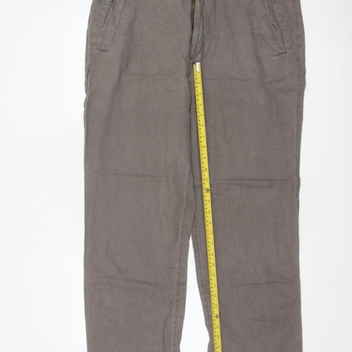 M&S Men’s Brown Linen Blend Regular 38W 31L Straight Trousers
