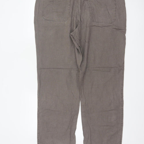 M&S Men’s Brown Linen Blend Regular 38W 31L Straight Trousers