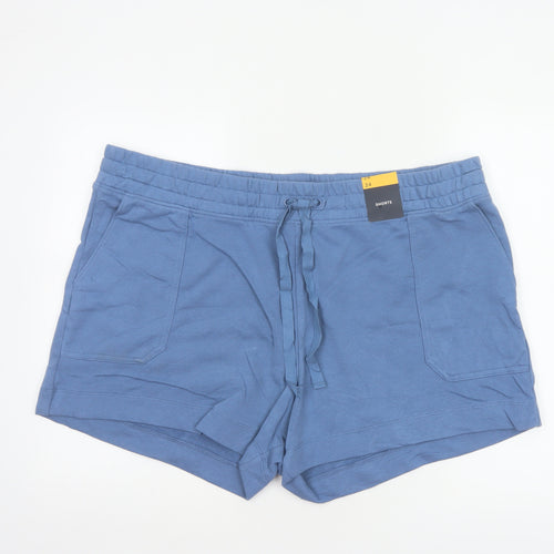 M&S Womens Blue Size 24 Drawstring Sweat Jersey Shorts Pockets