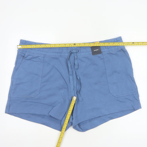 M&S Womens Blue Size 24 Drawstring Sweat Jersey Shorts Pockets