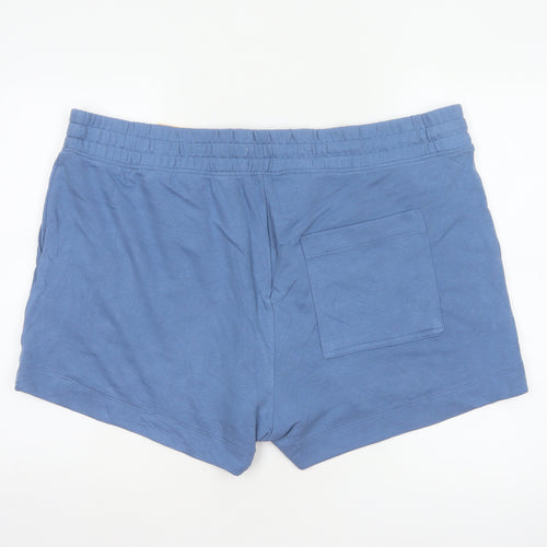 M&S Womens Blue Size 24 Drawstring Sweat Jersey Shorts Pockets