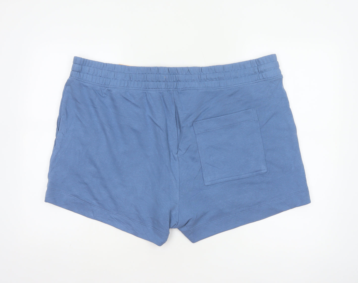 M&S Womens Blue Size 24 Drawstring Sweat Jersey Shorts Pockets