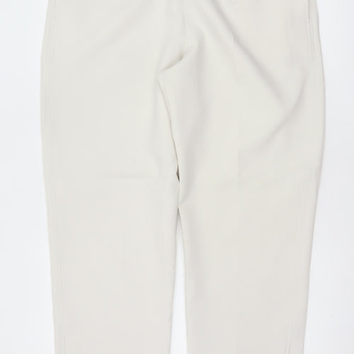 Marks & Spencer Women Ivory Size 16 Regular Tapered Ankle Zip Trousers