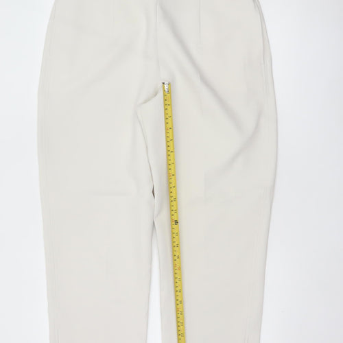 Marks & Spencer Women Ivory Size 16 Regular Tapered Ankle Zip Trousers