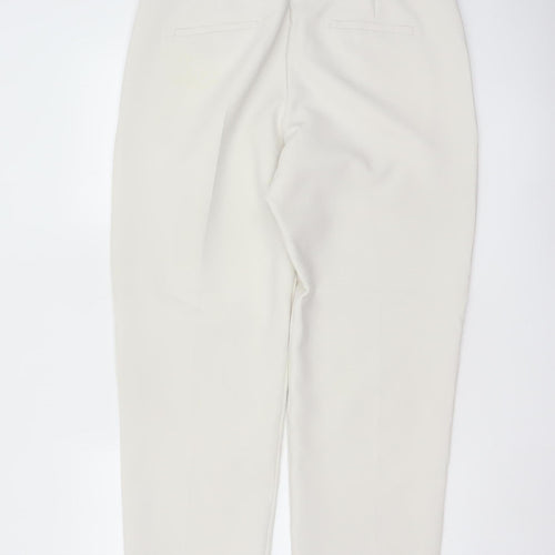 Marks & Spencer Women Ivory Size 16 Regular Tapered Ankle Zip Trousers