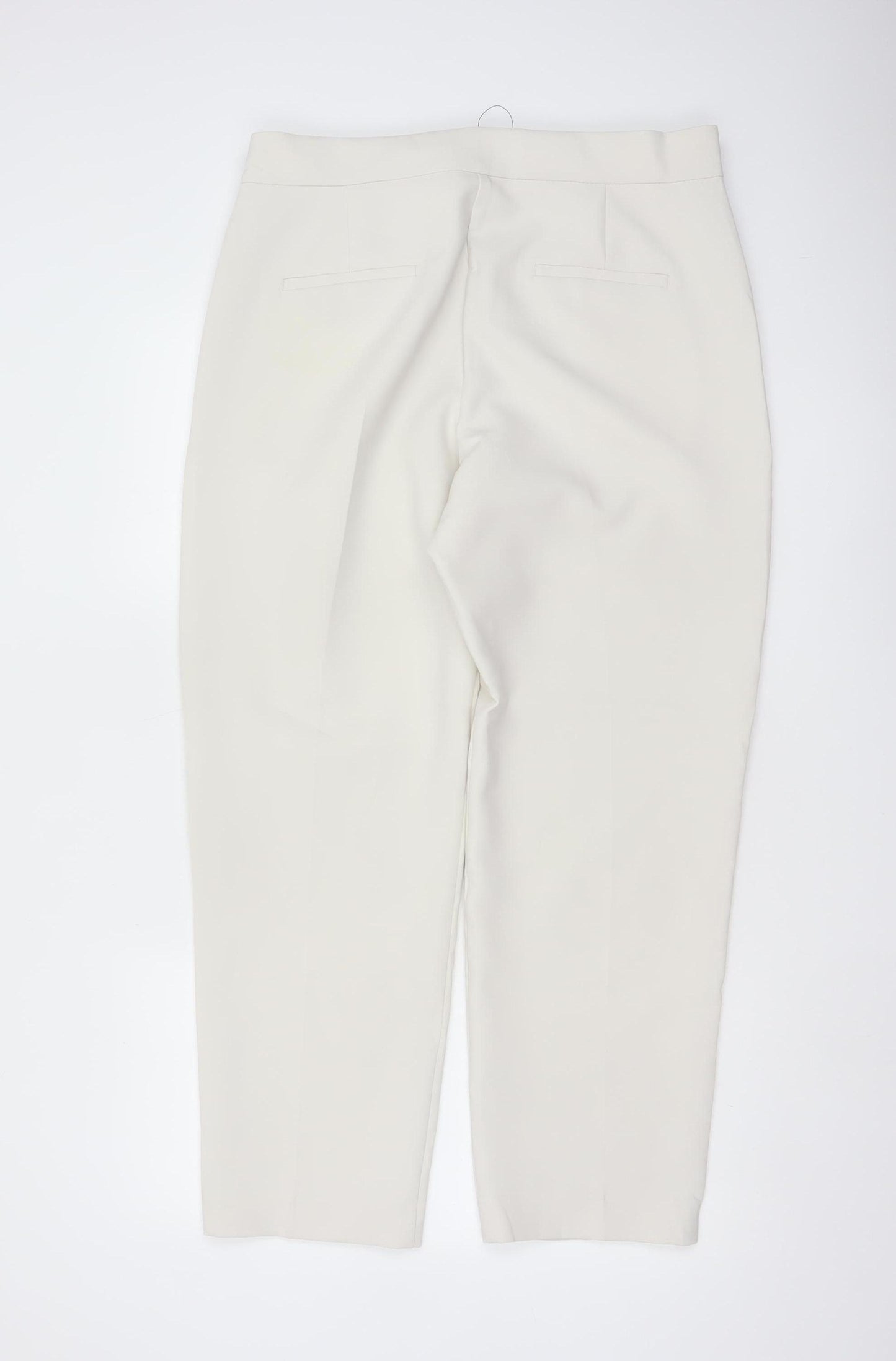 Marks & Spencer Women Ivory Size 16 Regular Tapered Ankle Zip Trousers