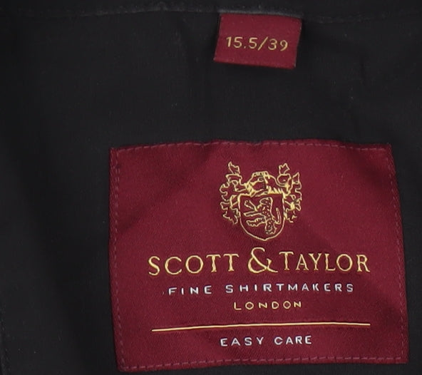 Scott & Taylor Men’s Black 15.5 Easy Care Long Sleeve Button-Up Shirt