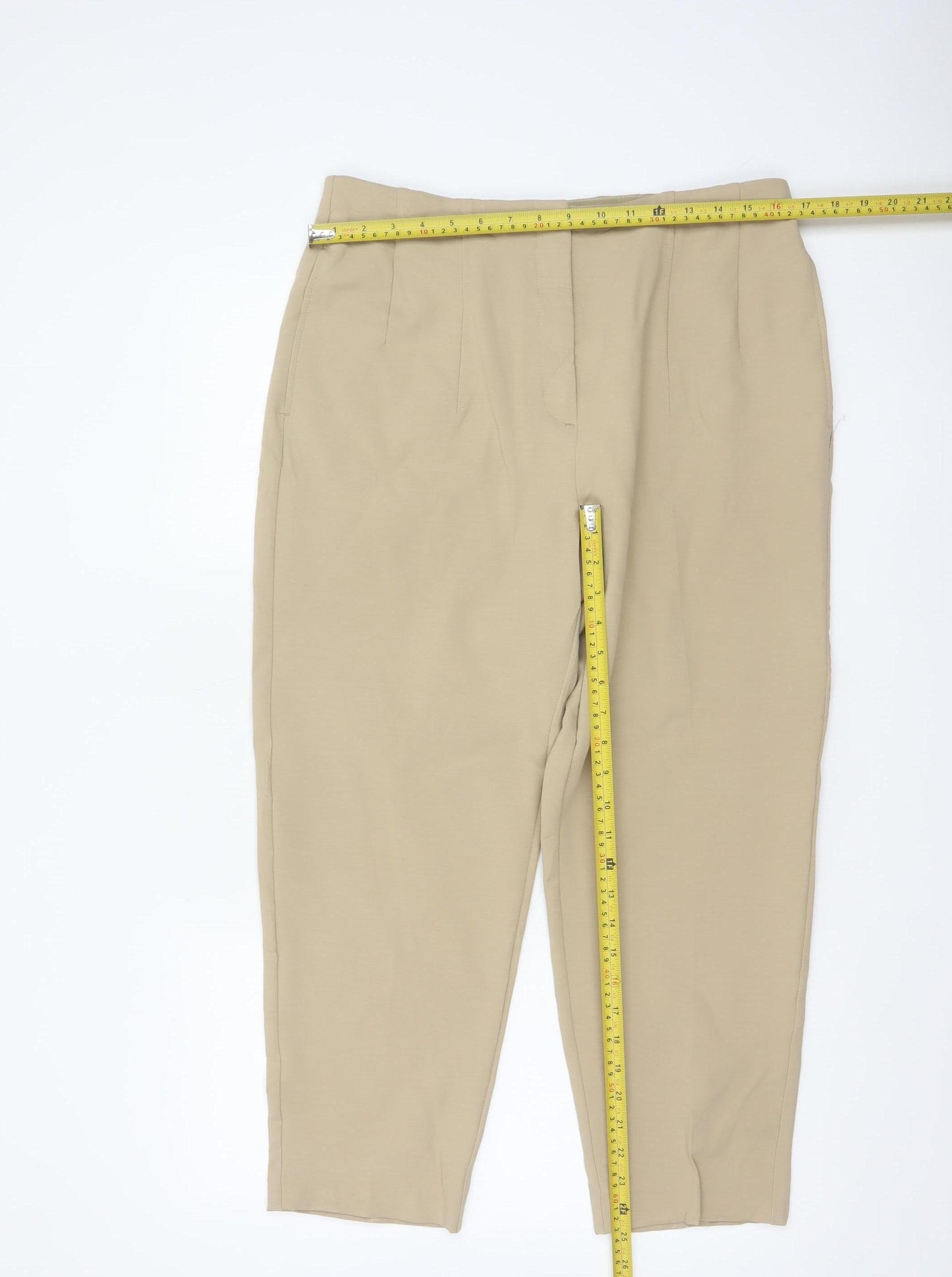 M&S Collection Women’s Beige UK 14 Regular Tapered Smart Trousers