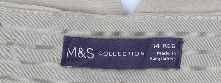 M&S Collection Women’s Beige UK 14 Regular Tapered Smart Trousers