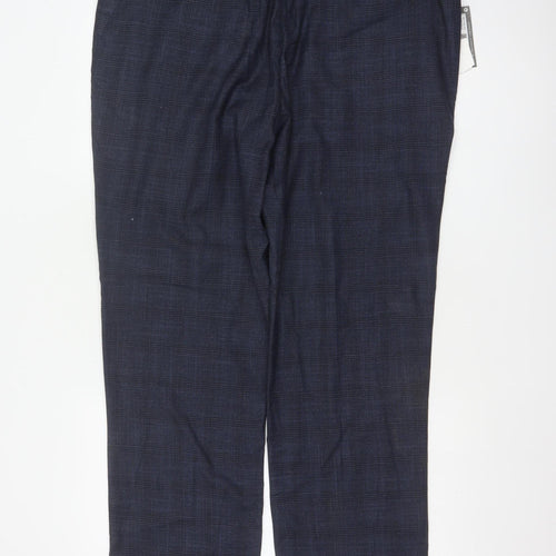 Marks and Spencer Men’s Blue Check Regular Fit Dress Trousers 40 33