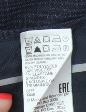 Marks and Spencer Men’s Blue Check Regular Fit Dress Trousers 40 33