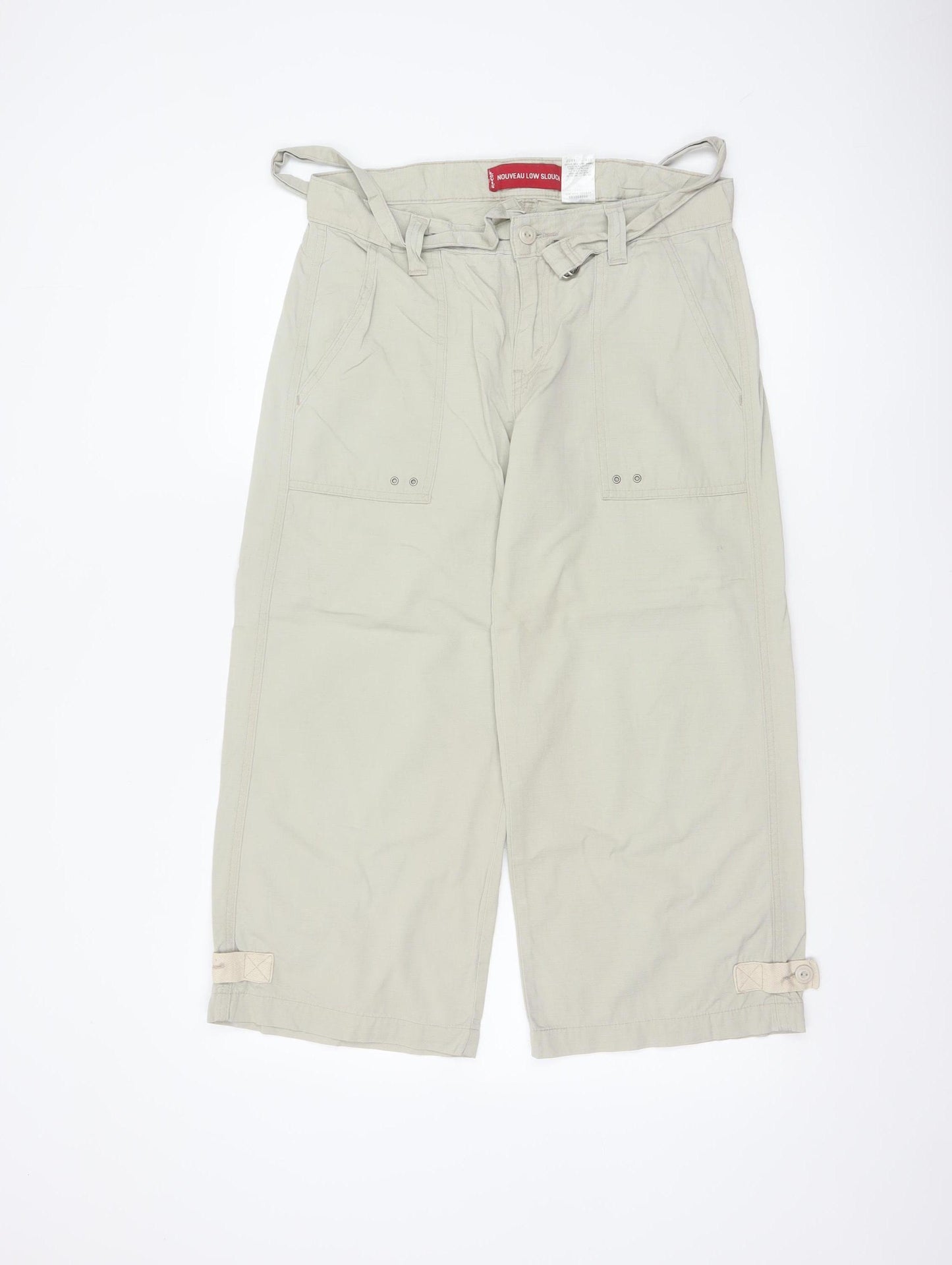 Levi's Women Beige Size 8 Nouveau Low Slouch Cropped Cargo Trousers