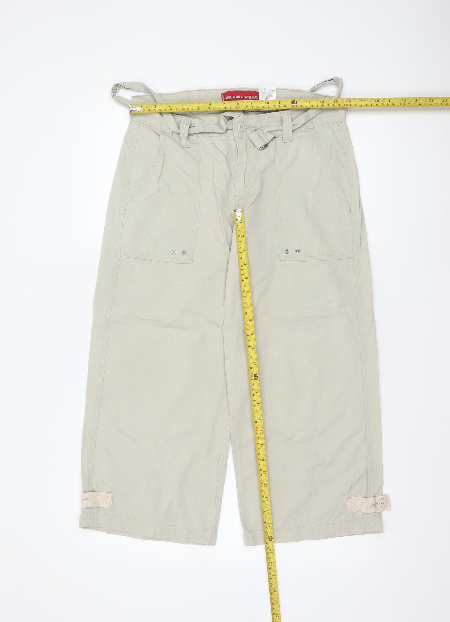 Levi's Women Beige Size 8 Nouveau Low Slouch Cropped Cargo Trousers
