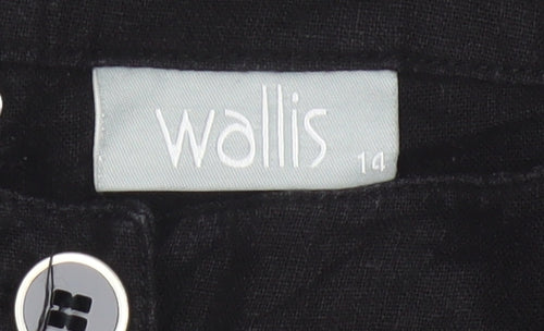 Wallis Women’s Black Size 14 Linen Blend Straight Trousers