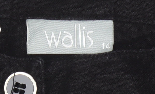 Wallis Women’s Black Size 14 Linen Blend Straight Trousers