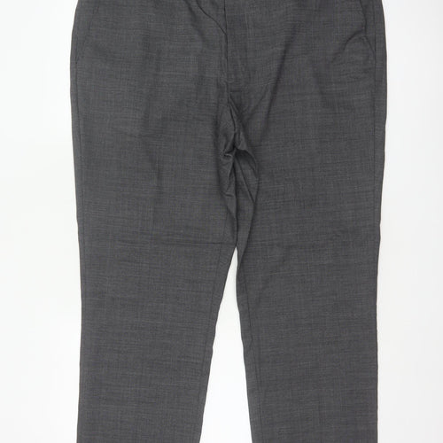Marks & Spencer Men Grey 42 Short Regular Fit Wool Dress Trousers
