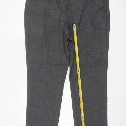 Marks & Spencer Men Grey 42 Short Regular Fit Wool Dress Trousers