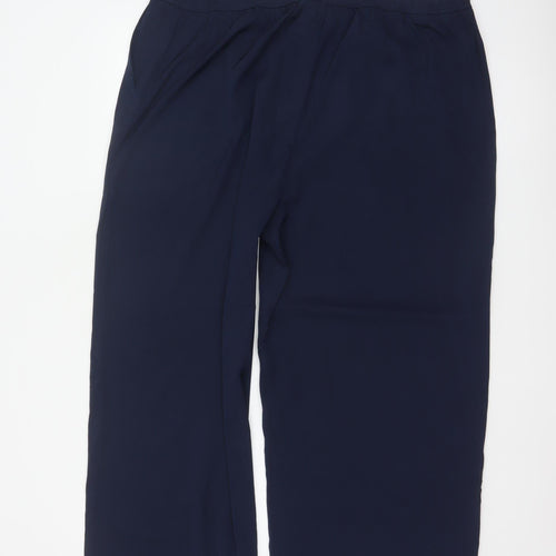 Marks & Spencer Women Blue Size 20 Short Wide Leg Stretch Trousers