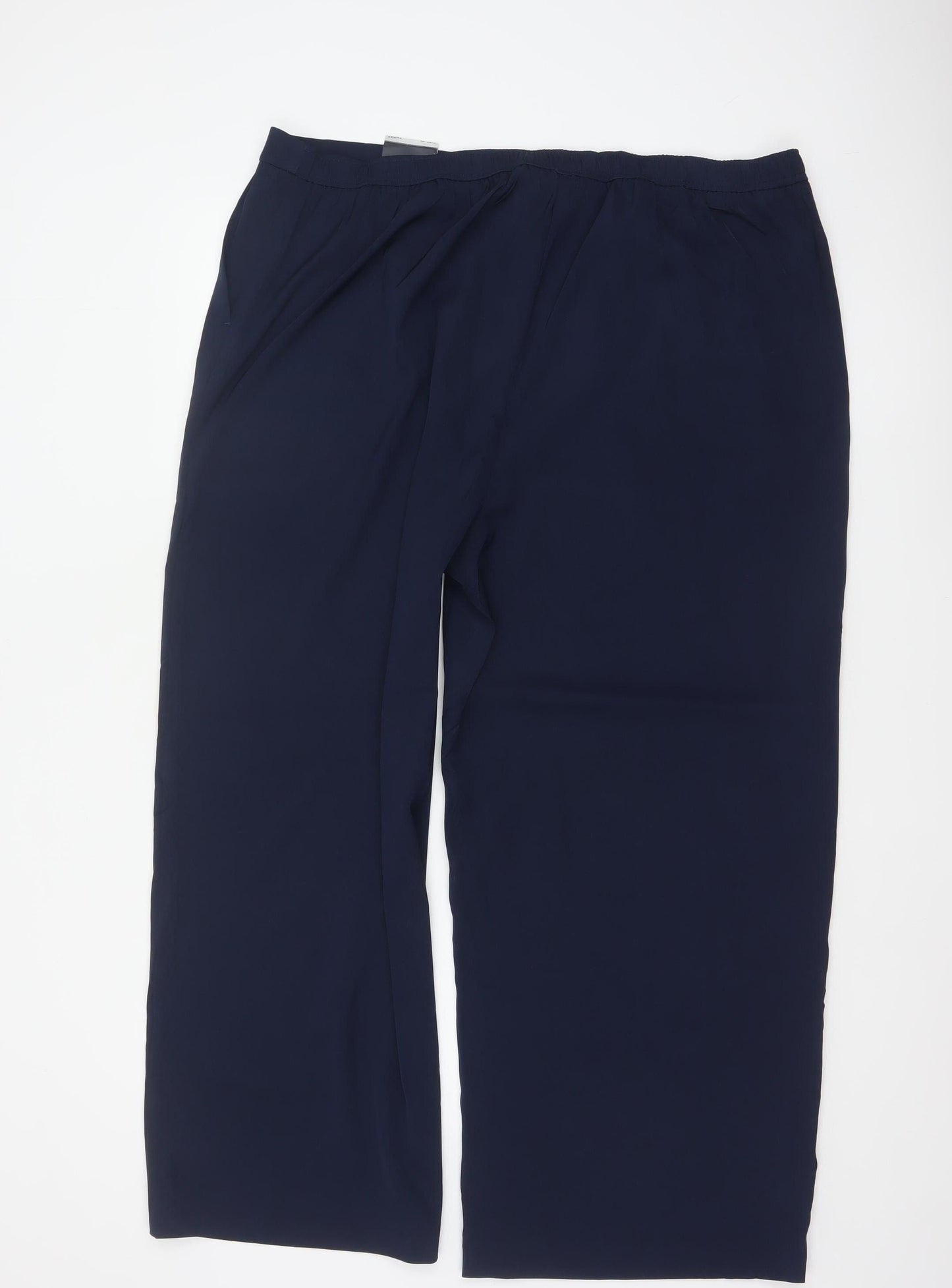 Marks & Spencer Women Blue Size 20 Short Wide Leg Stretch Trousers