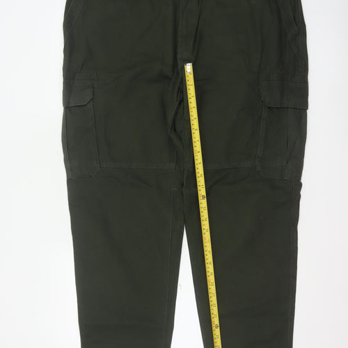 Marks and Spencer Men Green 44 Cargo Trousers 44W 31L Cotton