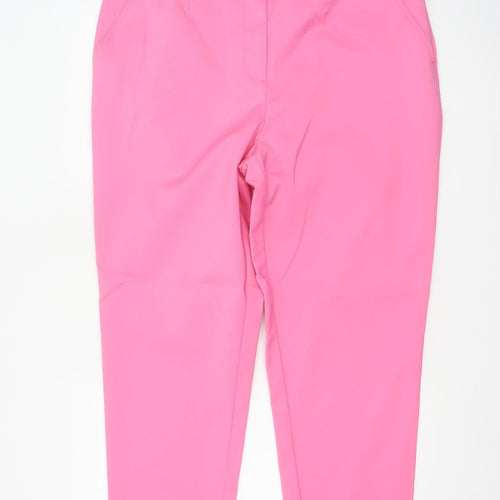 Marks & Spencer Women Pink UK 20 Long Tapered Stretch Trousers