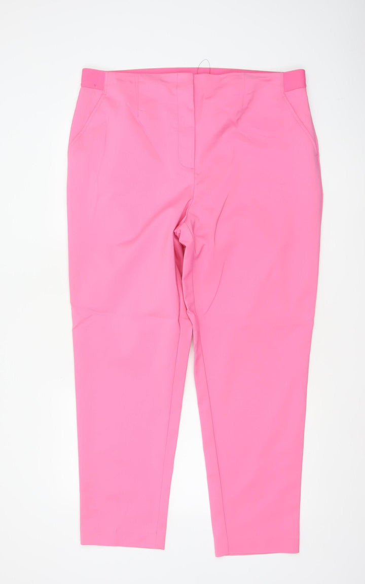 Marks & Spencer Women Pink UK 20 Long Tapered Stretch Trousers