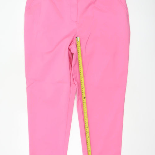 Marks & Spencer Women Pink UK 20 Long Tapered Stretch Trousers
